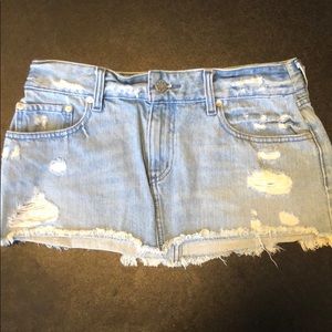 Cut off blue jean mini skirt